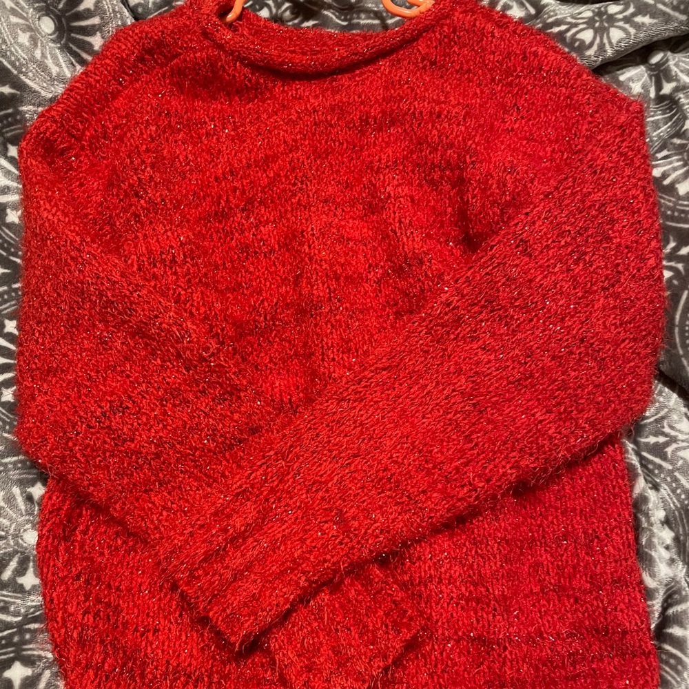 Girls cat & Jack red sparkly Sweater